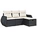 Set Divani da Giardino 4 pz con Cuscini Nero in Polyrattan - Foto miniatura 1