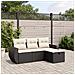 Set Divani da Giardino 4 pz con Cuscini Nero in Polyrattan - Foto miniatura 2