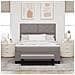 Letto con Box Spring con Materasso e Panchina Taupe 140x190 cm Tessuto - Foto miniatura 5
