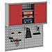 Set da Muro con Mobile per Attrezzi e Pannello Utensili a 3 Pezzi  Rosso Metallico - Foto miniatura 3