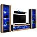 Komodee, Set di mobili porta TV Tivoli Grande RTV, Nero Wotan, LED Blu, Larghezza 250 cm x Altezza 159 cm x Profondità 35 cm, Per soggiorno, Camera da letto - Foto miniatura 1