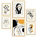 Set Di 6 Stampe Artistiche E Astratte Sofisticate Con Inchiostro Nero Per L'interior Design A3 & A4 Telaio In Legno Chiaro - Foto miniatura 1