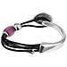 Bracciale In Pelle Nera E Resina Ametista Placcata Argento - Foto miniatura 2