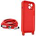 Cover Semirigida Per Iphone 13 Mini Cordino Nylon Intrecciato 80 Cm Rossa - Foto miniatura 5