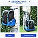 Trasportino Zaino 2 in 1 per Cani e Gatti con Tasche e Maniglia Telescopica, 42x25x55cm, Blu - Foto miniatura 4