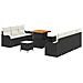 Set Divano da Giardino 10 Pezzi con Cuscini Rattan Polietilene Nero Acacia,  Divano da Giardino 2 Posti con Deposito e Cuscini Rattan Polietilene Nero,  Set da Pranzo da Giardino 3 Pezzi con Cuscini Rattan Polietilene Nero Acacia - Foto miniatura 1
