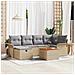 Set Divano da Giardino da 7 Pezzi con Cuscini Beige in Rattan Polietilene - Foto miniatura 2