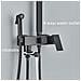 Colonna doccia, Blackswan, tipo M130, modello nero opaco regolabile, con bocca girevole, doccia ad alta pressione e mensola, misura 29 cm - Foto miniatura 3