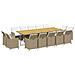 Set Da Pranzo Per Giardino 15pz Con Cuscini In Polyrattan Beige - Foto miniatura 2