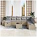 Set di Divani da Giardino a 9 Pezzi con Cuscini Beige in Polyrattan - Foto miniatura 3