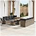 Set di divano da giardino 11 pezzi con cuscini Grigio Polyrattan Acacia,  Divano da giardino 2 posti con cuscini Grigio Polyrattan,  Set da pranzo da giardino 3 pezzi con cuscini Grigio Polyrattan Acacia - Foto miniatura 2