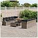 Set di divano da giardino 11 pezzi con cuscini Grigio Polyrattan Acacia,  Divano da giardino 2 posti con cuscini Grigio Polyrattan,  Set da pranzo da giardino 3 pezzi con cuscini Grigio Polyrattan Acacia - Foto miniatura 3