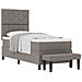 Letto con Box Spring con Materasso e Panchina Taupe 80x200 cm Tessuto - Foto miniatura 1