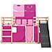 Letto a Castello con Scivolo e Tende Rosa 90x200 cm - Foto miniatura 7