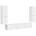 Set mobile TV 4 pcs Bianco Lucido Legno multistrato - Foto miniatura 1