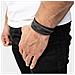 Bracciale in Pelle da Uomo ""Wrap"" 34cm Nero - Foto miniatura 3