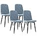 Set 4 Sedie Per Cucina Imbottite, In Tessuto Effetto Velluto E Acciaio, 45x54x87 Cm, Azzurro - Foto miniatura 1