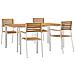 Set da Pranzo da Giardino 5 Pezzi in Legno Massello di Acacia di , Tavolo da Pranzo Esterno  180x90x75 cm in Legno Massello di Acacia, Sedie da Giardino impilabili 4 pezzi in Legno Massello di Acacia e Acciaio di - Foto miniatura 1