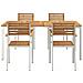 Set da Pranzo da Giardino 5 Pezzi in Legno Massello di Acacia di , Tavolo da Pranzo Esterno  180x90x75 cm in Legno Massello di Acacia, Sedie da Giardino impilabili 4 pezzi in Legno Massello di Acacia e Acciaio di - Foto miniatura 6