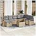 Set di divani da giardino a 9 pezzi con cuscini beige in polyrattan,  Divano da giardino per 2 persone con cuscini beige in polyrattan - Foto miniatura 2