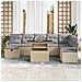 Set di divani da giardino a 9 pezzi con cuscini beige in polyrattan,  Divano da giardino per 2 persone con cuscini beige in polyrattan - Foto miniatura 3