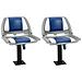 Set Sedile per Barca Pieghevole 4 pz Blu e Bianco 48x51x41 cm - Foto miniatura 1