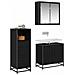 Set di mobili per il bagno 3 pcs Rovere Nero Legno multistrato - Foto miniatura 3