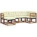 Set di divani da esterno con cuscino 6 pcs Naturale e Crema - Foto miniatura 1