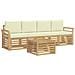Set di divani da esterno 5 pcs Bianco e Crema Poliestere - Foto miniatura 1