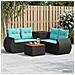 Set di divani 6 pz Nero e Blu Rattan sintetico e Acciaio - Foto miniatura 3