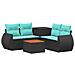 Set di divani 6 pz Nero e Blu Rattan sintetico e Acciaio - Foto miniatura 1