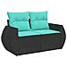 Set di divani 6 pz Nero e Blu Rattan sintetico e Acciaio - Foto miniatura 5