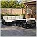 Set Divano da Giardino 10 pz Nero e Bianco Crema polyrattan - Foto miniatura 8