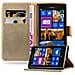 Custodia Compatibile Con Nokia Lumia 925 In Marrone Cappuccino - Coperchio Protettiva Con Chiusura Magnetica, Funzione Stand E Tasca Per Le Carte - Foto miniatura 1