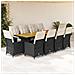 Set Da Bistrò Da Giardino 11 Pz Con Cuscini Nero In Polyrattan - Foto miniatura 1