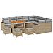 Set divani giardino 13 pezzi con cuscini Beige Rattan Polimero Acacia, Set pranzo giardino 4 pezzi con cuscini Beige Rattan Polimero Acacia - Foto miniatura 1