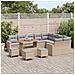 Set divani giardino 13 pezzi con cuscini Beige Rattan Polimero Acacia, Set pranzo giardino 4 pezzi con cuscini Beige Rattan Polimero Acacia - Foto miniatura 3