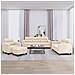 Set Divani 4 pz con Cuscini Beige in Tessuto Microfibra - Foto miniatura 2