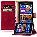 Custodia Compatibile Con Nokia Lumia 925 In Rosso Vinaccia - Coperchio Protettiva Con Chiusura Magnetica, Funzione Stand E Tasca Per Le Carte - Foto miniatura 4