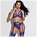 Set Di Biancheria Intima Pethuel Corsetto, Perizoma E Giarrettiera Qqfz-c54-0511-5 Blu - Foto miniatura 2