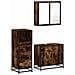 Set Mobili Da Bagno 3 Pz Rovere Fumo In Legno Multistrato - Foto miniatura 2