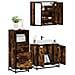 Set Mobili Da Bagno 3 Pz Rovere Fumo In Legno Multistrato - Foto miniatura 1