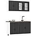 Set Mobili da Cucina 4 pz Kalmar Neri Legno Multistrato - Foto miniatura 2