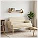 Loveseat con bottoni imbottiti Crema 116 x 67 x 80 cm Tessuto - Foto miniatura 2