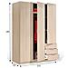 Guardaroba Warren, Armadio Per Camera Da Letto A 3 Ante E 3 Cassetti, Mobile Con 3 Ripiani E Barra Appendiabiti, 121x52h180 Cm, Rovere - Foto miniatura 4