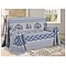 Telo Arredo Multiuso Linea Pensieri Delicati In Cotone Disegno Chalet Matrimoniale Blu - Foto miniatura 1