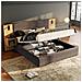 Letto Contenitore  Letto Imbottito 160 X 200 Cm, Letto A Sponde Larghe Idraulico Con Connessione Usb, Con Illuminazione, Inclusi Due Comodini Con Contenitore, Grigio + Naturale - Foto miniatura 2