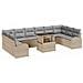Set Divano da Giardino 11 Pezzi con Cuscini Beige in Polyrattan - Foto miniatura 1