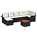 Set Divano da Giardino 8 Pezzi con Cuscini Nero Poly Rattan Acacia - Foto miniatura 1