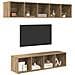 Set mobile TV 4 pz Rovere artigianale Legno ingegnerizzato - Foto miniatura 3